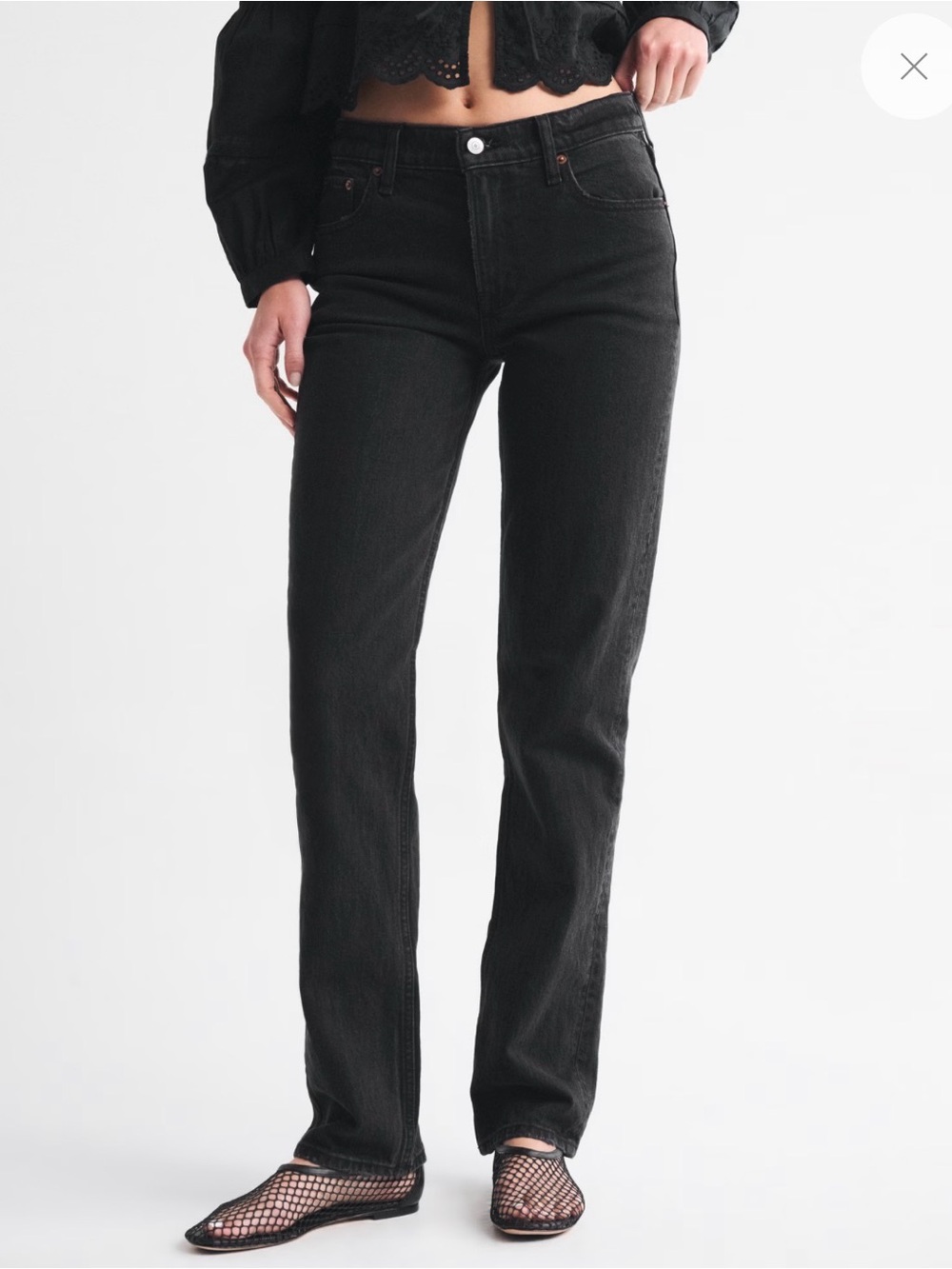 Abercrombie Curve Love Mid Rise 90’s Straight Jean in Black - Women’s 29XS